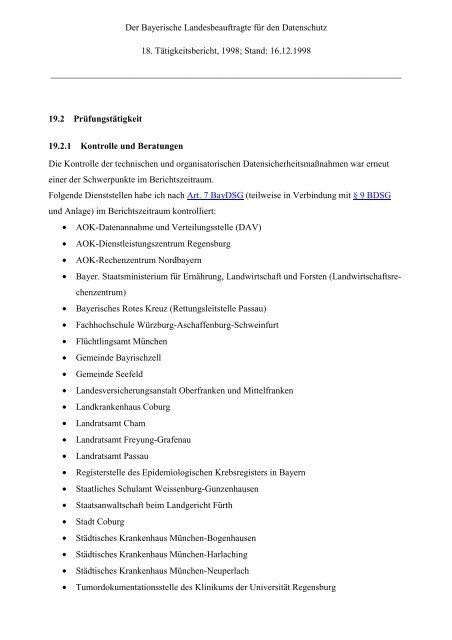 18. TB - Bayern - Datenschutzbeauftragter