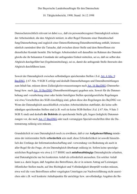 18. TB - Bayern - Datenschutzbeauftragter