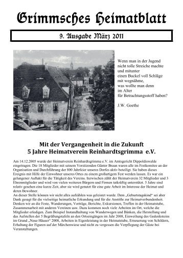 Grimmsches Heimatblatt Nr. 9 - Reinhardtsgrimma