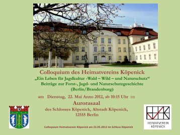 Colloquium des Heimatvereins Köpenick - jagdkultur.eu