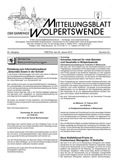 20. Januar 2012 - Gemeinde Wolpertswende