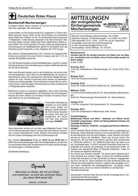 20. Januar 2012 - Gemeinde Wolpertswende