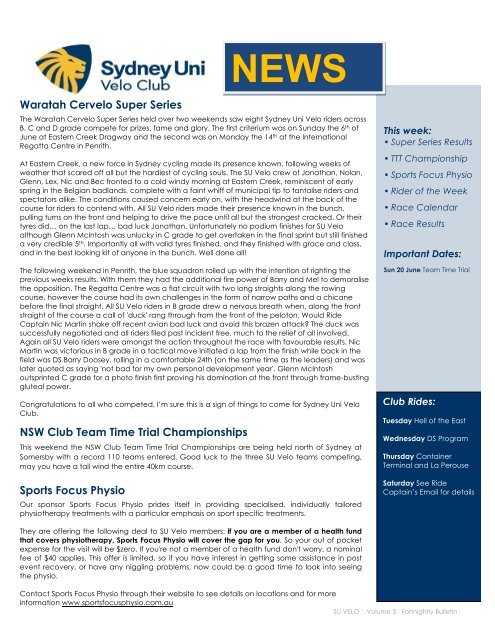 SUVelo Newsletter Issue 5-1