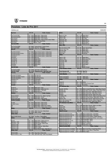 Trek 2011 Preisliste Schweiz.xlsx - Veloteria