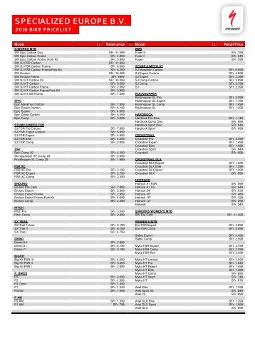 2010 bike pricelist - Veloteria