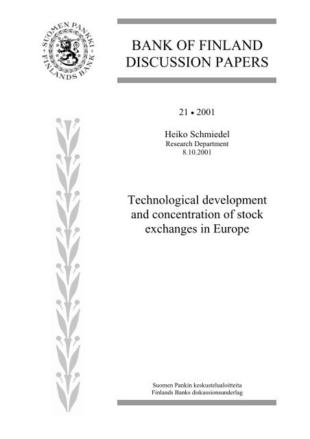 Technological development and concentration of ... - Suomen Pankki