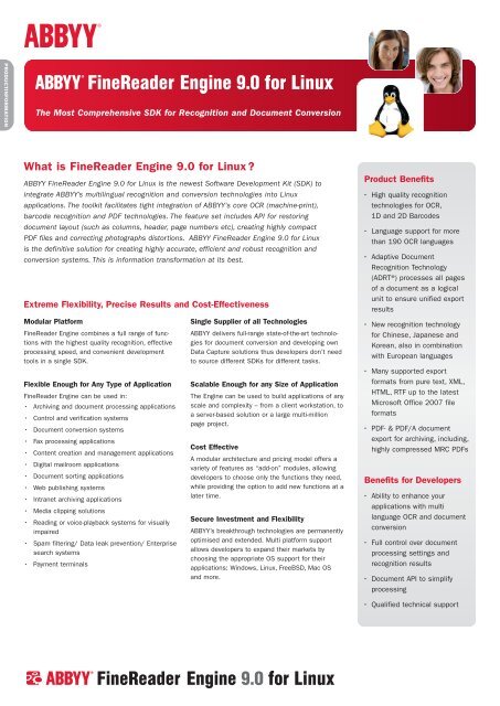 ABBYY Add-On Modules - for imaging, document management OCR and form processing applications