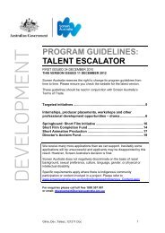 Program Guidelines: Talent Escalator - Screen Australia