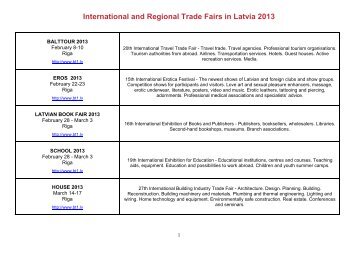 International and Regional Trade Fairs in Latvia 2013 - LIAA
