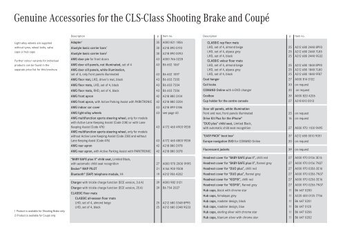 Genuine Accessories for CLS-Class Shooting ... - Mercedes-Benz