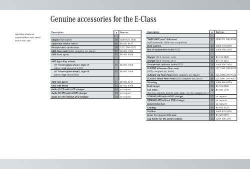 Genuine Accessories for the E-Class (PDF, 3.70