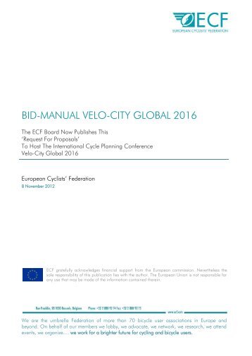 ecf bid-manual velo-city global 2016 - European Cyclists' Federation