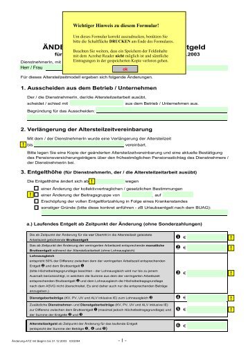 ÄNDERUNGSMELDUNG - Altersteilzeitgeld - steuerexperten.at