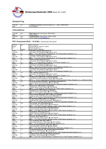 Breitensportkalender 2008 Stand: 02.11.2007 - Rossi-Mountains