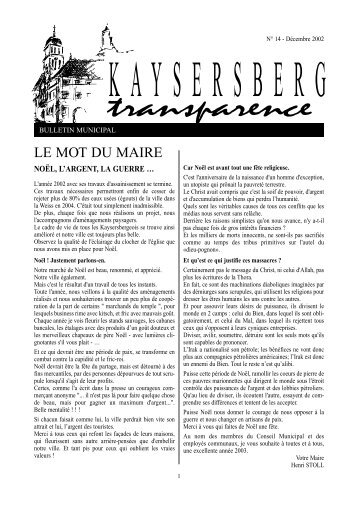 transparence - Site officiel de la Ville de Kaysersberg