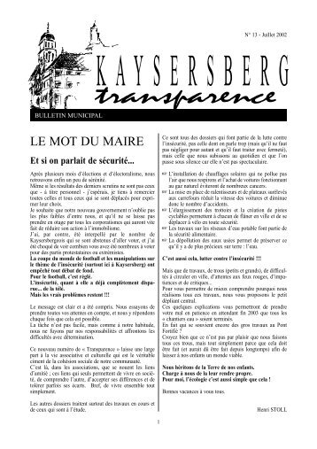 Kay sersberg transparence - Site officiel de la Ville de Kaysersberg