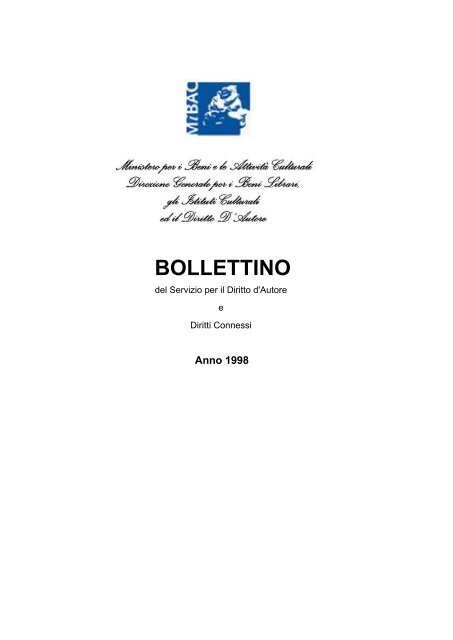 bollettino - Direzione Generale per i Beni Librari e gli Istituti Culturali ...
