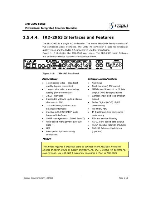 IRD-2900 Series Professional Integrated Receiver ... - TBC Integration