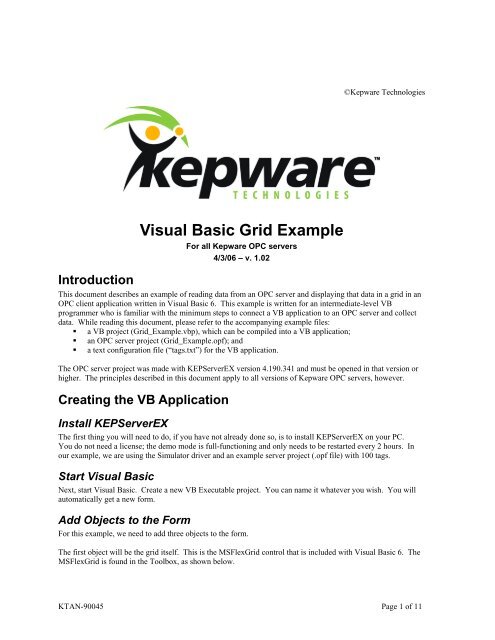 Visual Basic Grid Example - Kepware Technologies