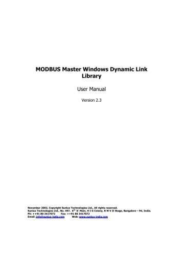 MODBUS Master Windows Dynamic Link Library - Sunlux ...