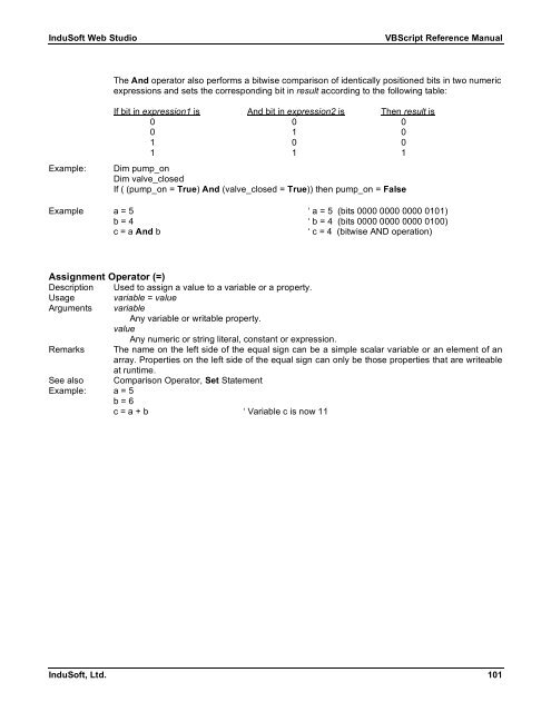 VBScript Reference Manual for InduSoft Web Studio