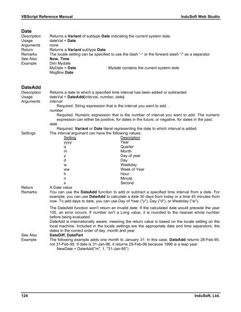VBScript Reference Manual for InduSoft Web Studio