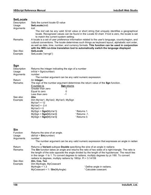 VBScript Reference Manual for InduSoft Web Studio