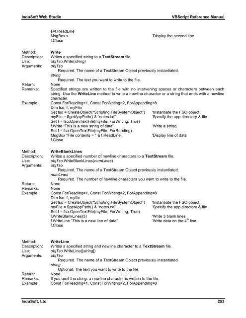 VBScript Reference Manual for InduSoft Web Studio