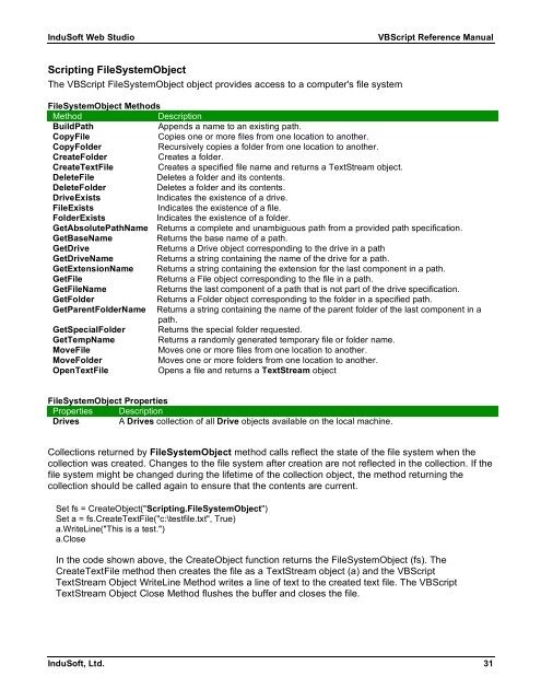 VBScript Reference Manual for InduSoft Web Studio