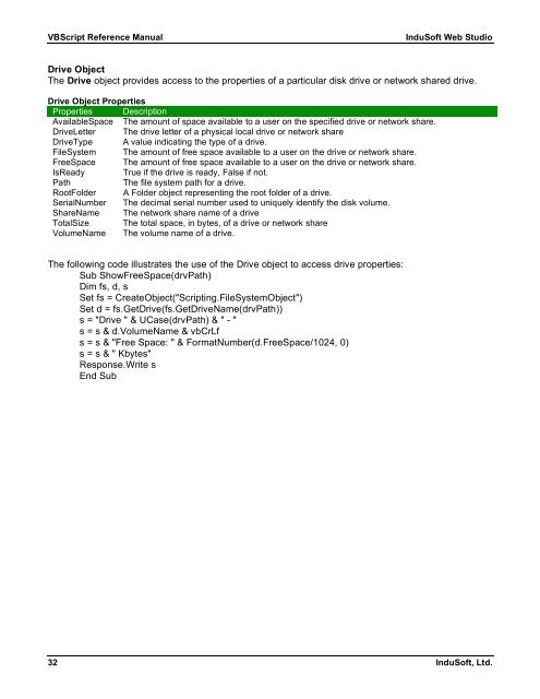 VBScript Reference Manual for InduSoft Web Studio