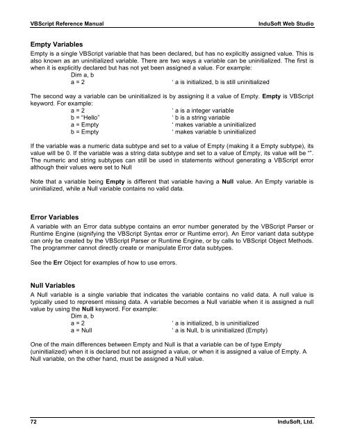 VBScript Reference Manual for InduSoft Web Studio