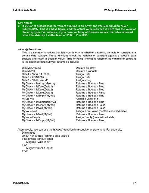 VBScript Reference Manual for InduSoft Web Studio