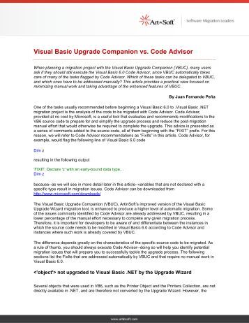Artinsoft Visual Basic Upgrade Companion Serial Artinsoft Visual Basic Upgrade Companion Serial