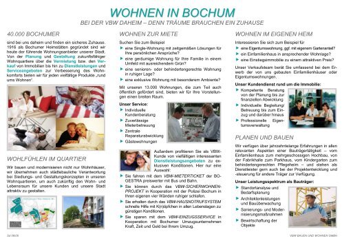 WOHNEN IN BOCHUM - VBW Bauen und Wohnen GMBH