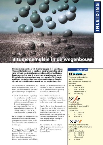 Bitumenemulsie in de wegenbouw - VBW-Asfalt