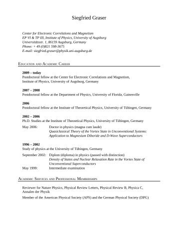 Full CV as pdf - Institut für Physik