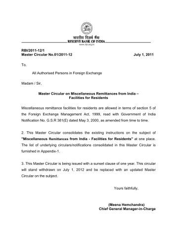 Rbi master circular on forex trading