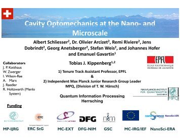 Cavity Optomechanics at the Nano- and Cavity Optomechanics at ...