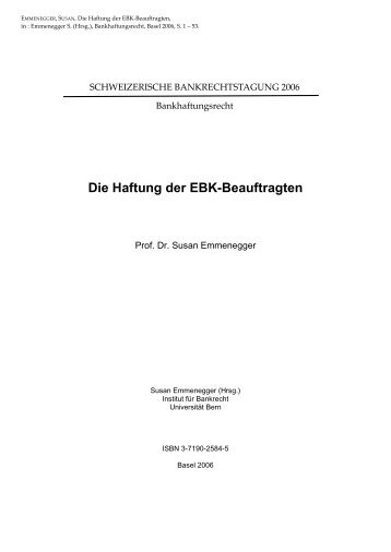 Die Haftung der EBK-Beauftragten - Institut für Bankrecht ...