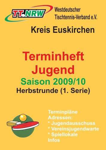 Terminheft Jugend Saison 2009 - Tischtennis - Kreis - Euskirchen