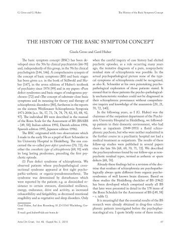 THE HISTORY OF THE BASIC SYMPTOM CONCEPT