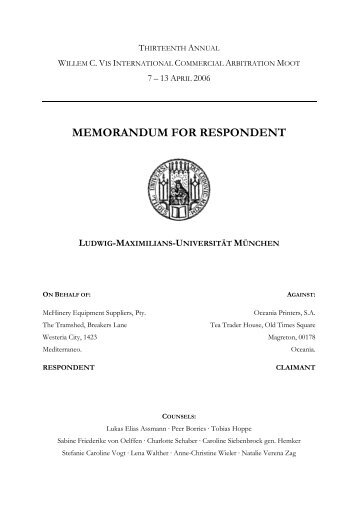 memorandum for respondent ludwig-maximilians-universität münchen