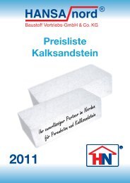 Kalksandstein-Preisliste 2011 - HANSA-nord Baustoff-Vertriebs ...