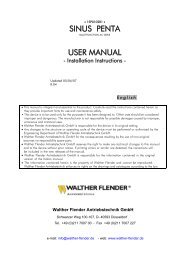 SINUS PENTA USER MANUAL - Walther Flender