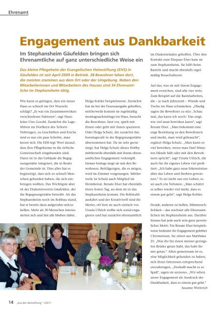 Das Magazin 1/2011 - Evangelische Heimstiftung