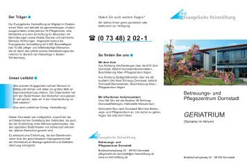 GERiATRIUM Ã¯ÂÂ¨ (0 73 48) 2 02-1 - Evangelische Heimstiftung