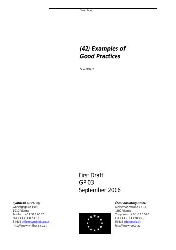 (42) Examples of Good Practices First Draft GP 03 September 2006