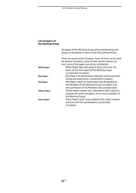 (42) Examples of Good Practices First Draft GP 03 September 2006