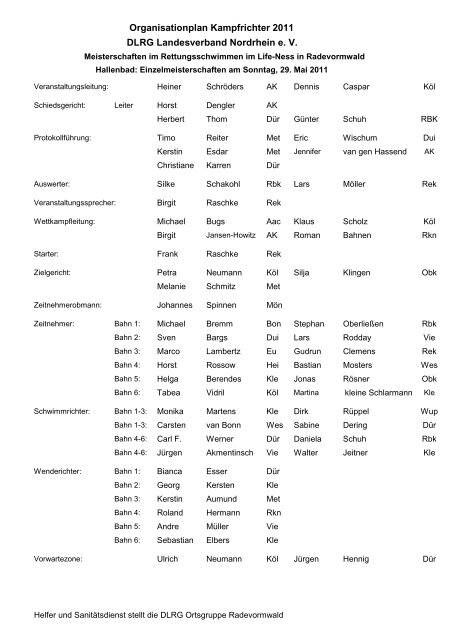 Protokoll - Landesverband Nordrhein e.V. - DLRG