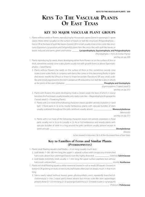 keys to the vascular plants of east texas - Botanical Research ...